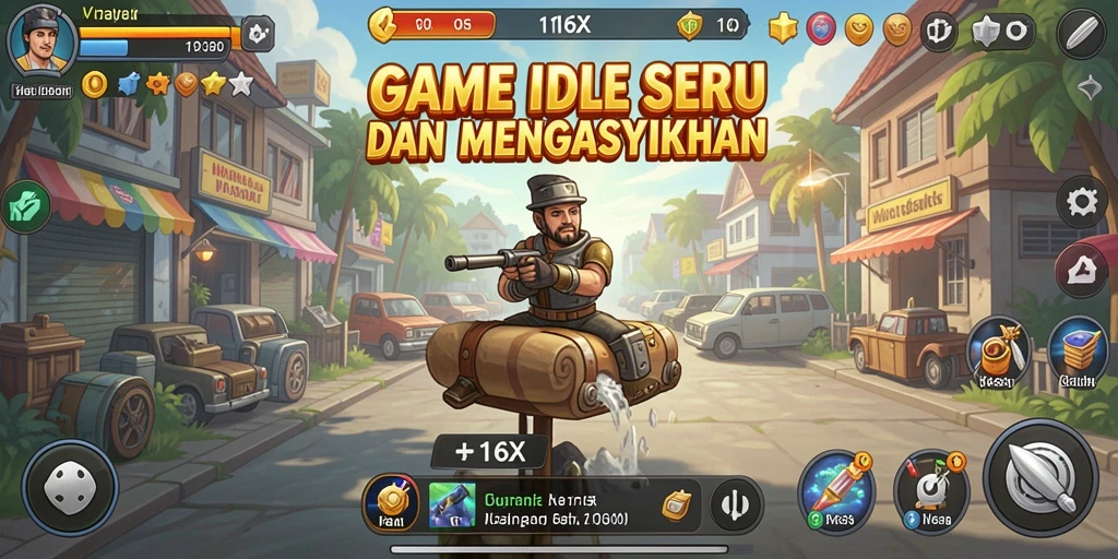 Tangkapan layar gameplay 116X yang menampilkan kemajuan Idle.