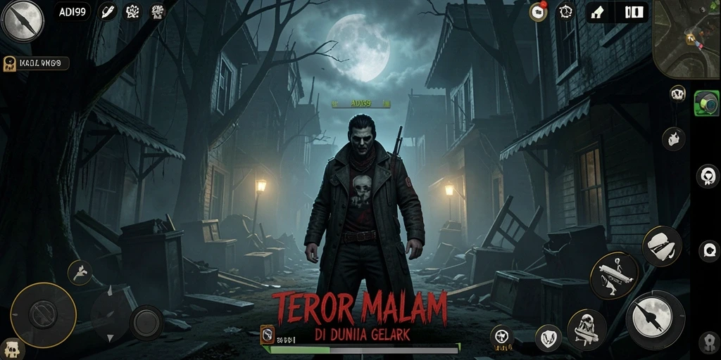 Tangkapan layar gameplay ADI99, menampilkan suasana menyeramkan di dalam game.