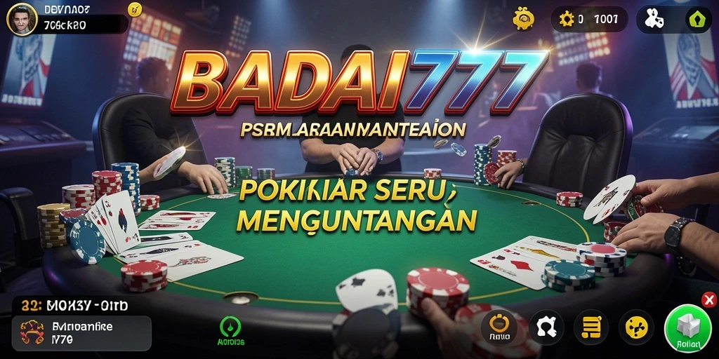 Tampilan gameplay BADAI777 yang menarik dalam suasana poker yang penuh ketegangan.