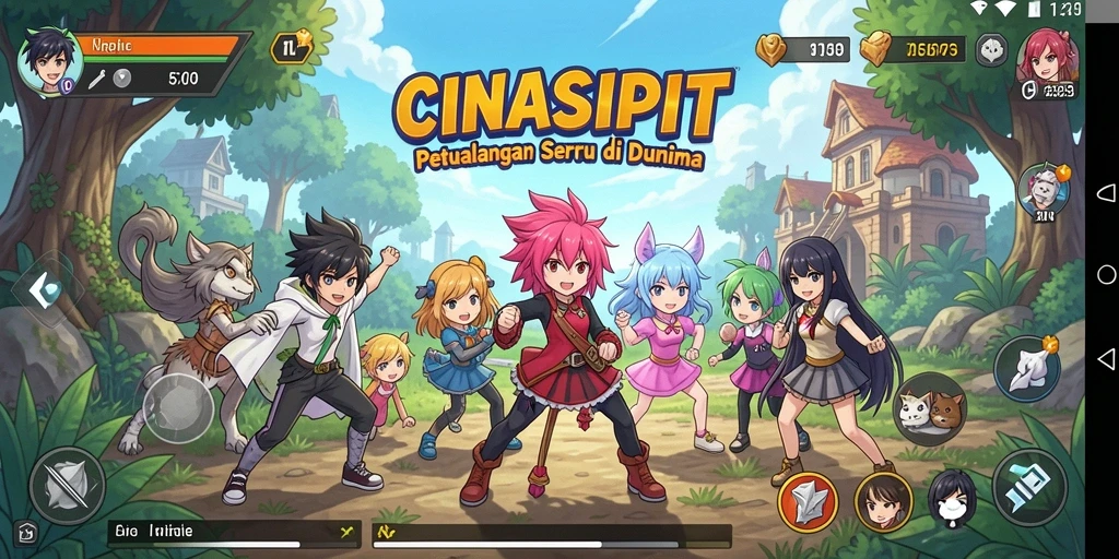 Screenshot gameplay CINASIPIT menampilkan karakter Anime yang memukau.