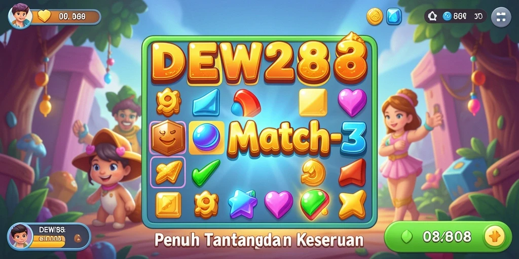 Tangkapan layar gameplay DEWI288 menampilkan momen seru mencocokkan permata.