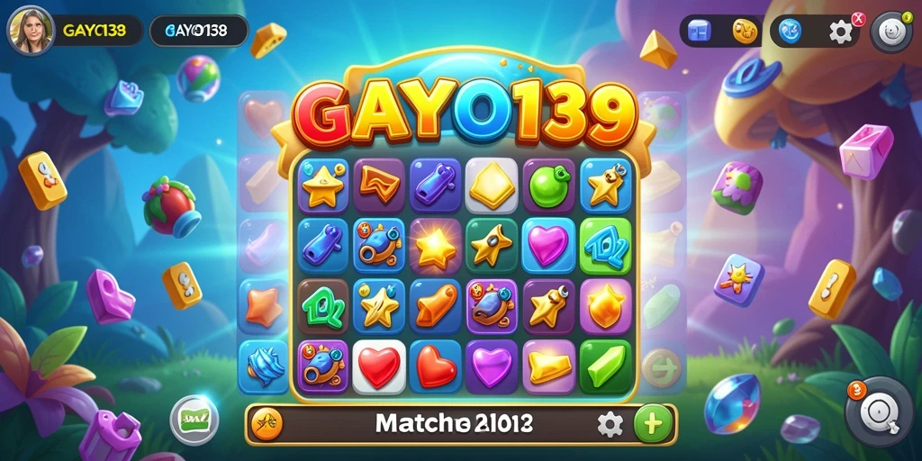 Screenshot gameplay GAYO138 yang menampilkan keseruan mencocokkan tiga elemen.