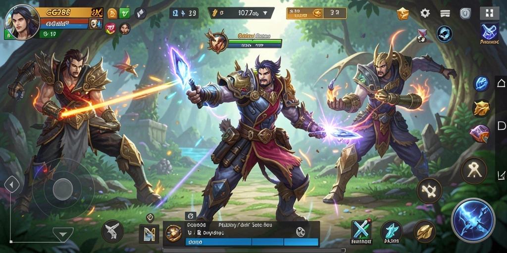 Screenshot gameplay GG288 yang menunjukkan pertarungan epik dan petualangan mendebarkan.