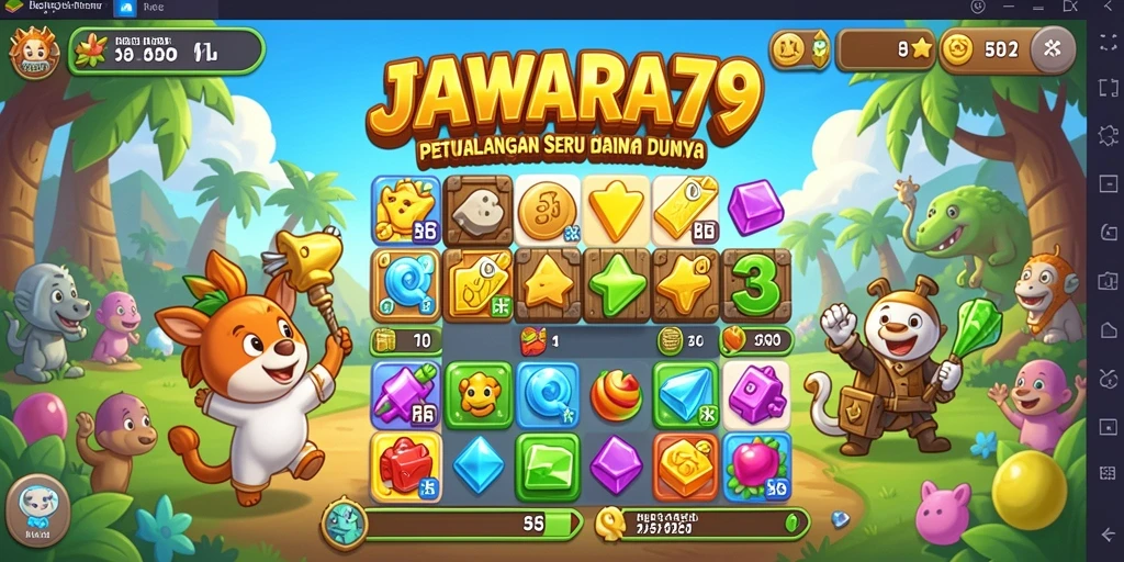Tampilan gameplay JAWARA79 dengan kombinasi elemen Match-3 yang menarik.