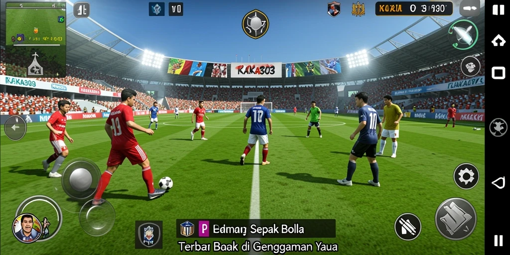 Screenshot gameplay <strong>KAKA303</strong> menunjukkan aksi intens di lapangan sepak bola.