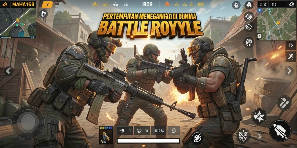 Screenshot epic dari gameplay Battle Royale yang mendebarkan.