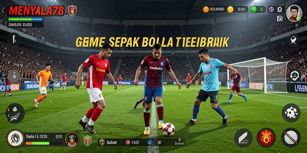 Screenshot gameplay MENYALA78 yang menampilkan aksi seru pertandingan sepak bola.