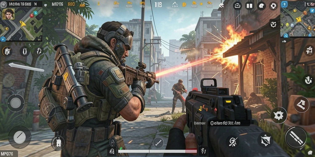 Screenshot menampilkan momen aksi seru dalam game TPS MPO76.