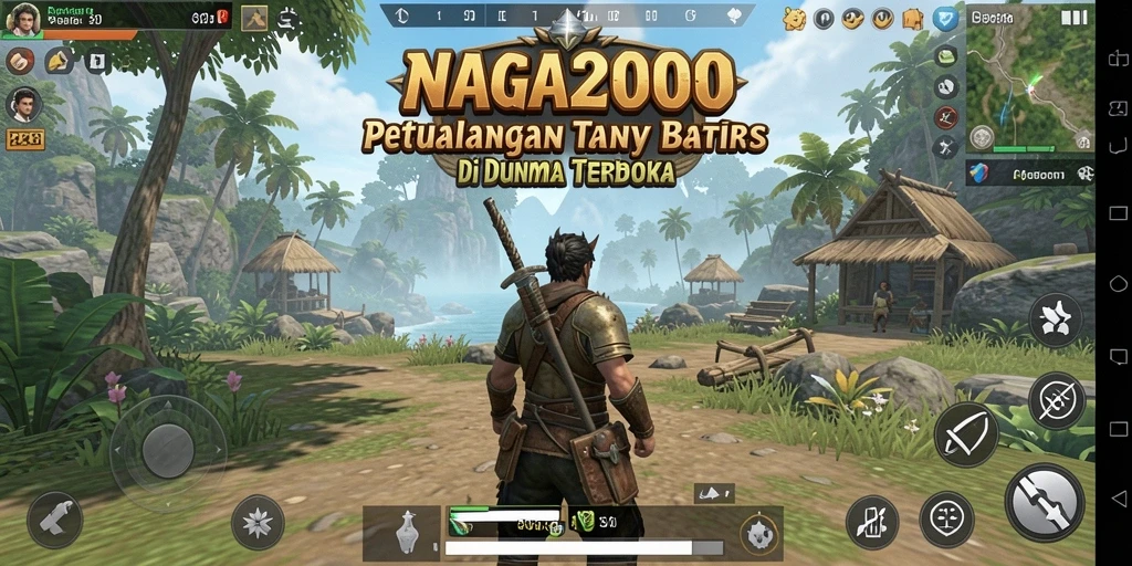Screenshot gameplay NAGA2000 yang menampilkan eksplorasi Open World.