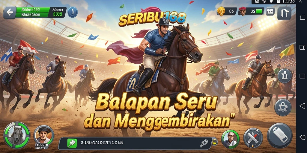 Tangkapan layar SERIBU168 dengan aksi balapan yang seru.
