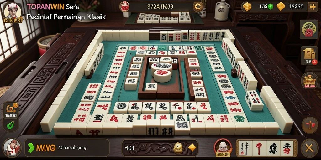 Tampilan menarik dari gameplay Mahjong di TOPANWIN.