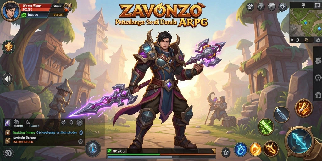 Tampilan gameplay ZAVONZO dengan aksi ARPG yang mendebarkan.